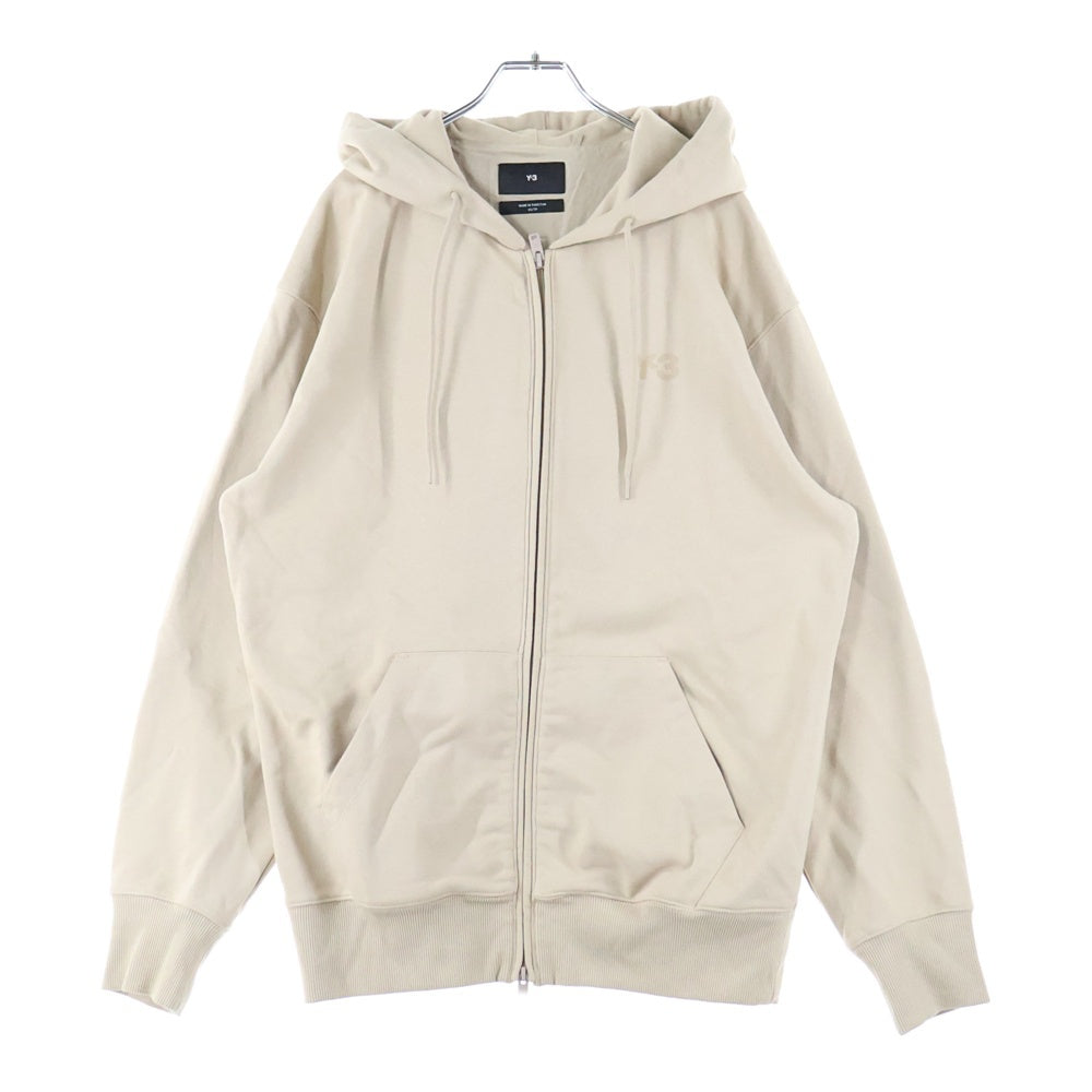 Y-3(ワイスリー) ロゴプリント ジップアップフーデッドパーカー フーディー ベージュ IV5618 0DY001