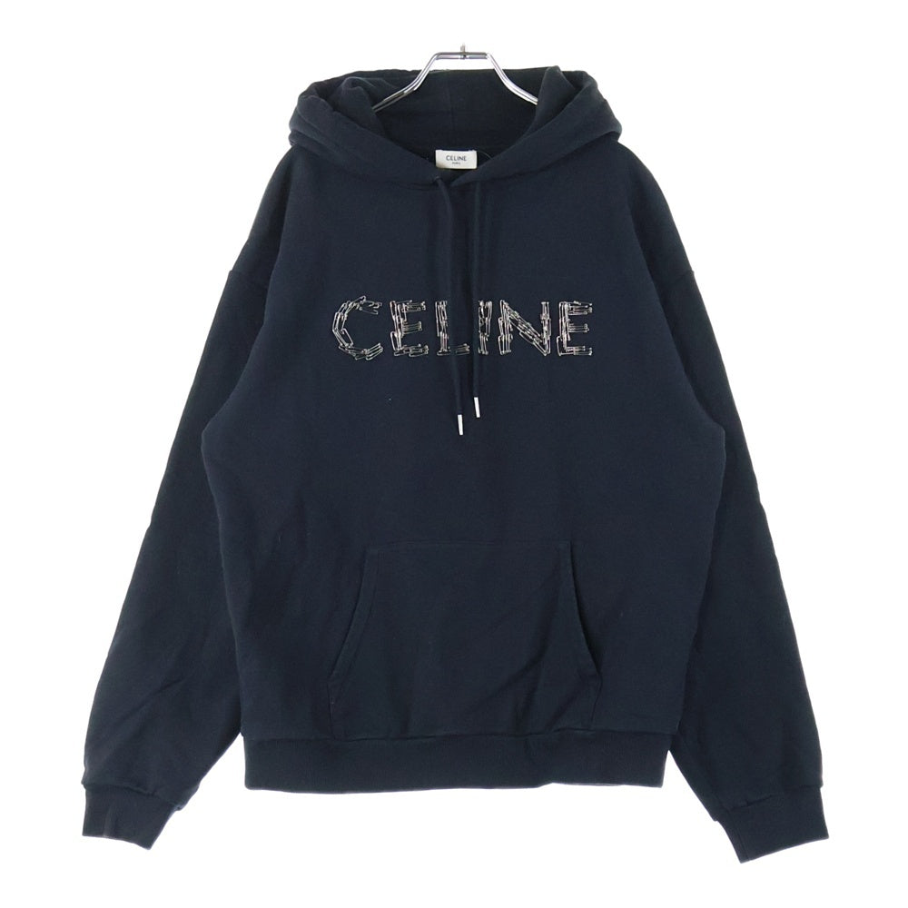 CELINE(セリーヌ) 22SS セーフティーピンロゴ プルオーバースウェットパーカー フーディー ブラック 2Y697670Q