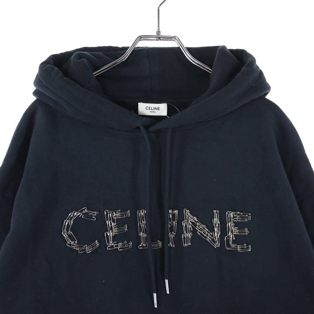 CELINE(セリーヌ) 22SS セーフティーピンロゴ プルオーバースウェットパーカー フーディー ブラック 2Y697670Q