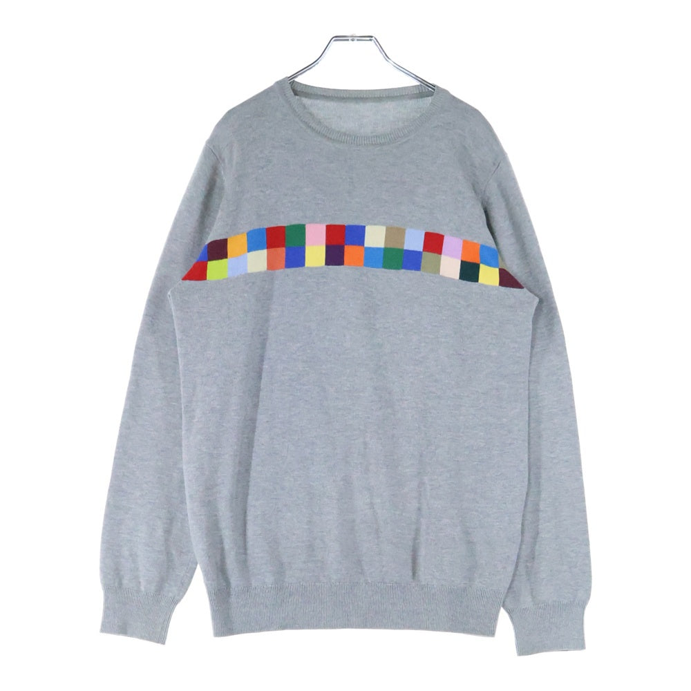 UNIFORM EXPERIMENT(ユニフォームエクスペリメント) 19SS COLOR CHART CREW NECK KNIT カラーチャート クルーネック ニット カーディガン グレー UE-190077