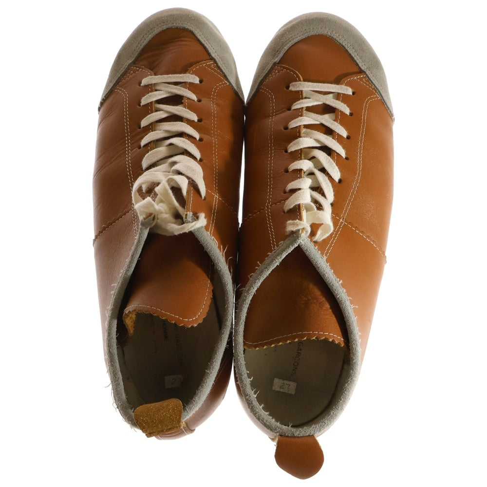 COMME des GARCONS HOMME(コムデギャルソンオム) スエード 切り替え カットオフ レザー キャンバス シューズ グレー/ブラウン