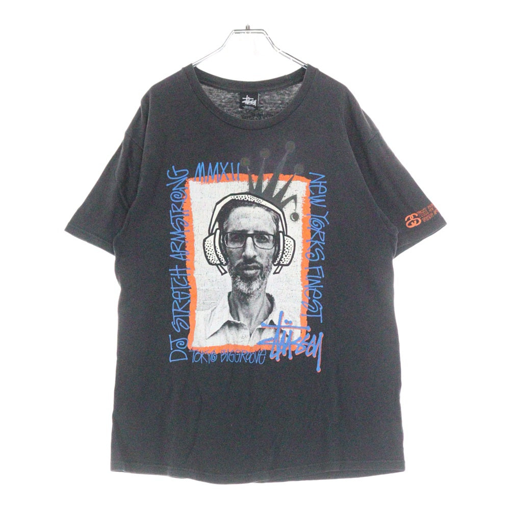 STUSSY(ステューシー) DJ STRETCH ARMSTRONG ストレッチ アームストロング 両面プリント クルーネック カットソー 半袖Tシャツ ブラック