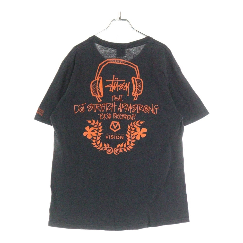 STUSSY(ステューシー) DJ STRETCH ARMSTRONG ストレッチ アームストロング 両面プリント クルーネック カットソー 半袖Tシャツ ブラック