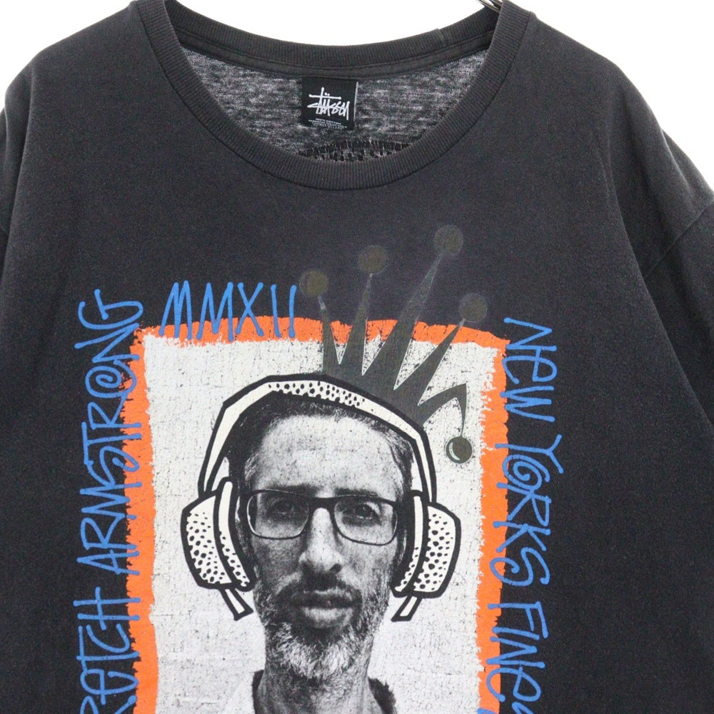 STUSSY(ステューシー) DJ STRETCH ARMSTRONG ストレッチ アームストロング 両面プリント クルーネック カットソー 半袖Tシャツ ブラック