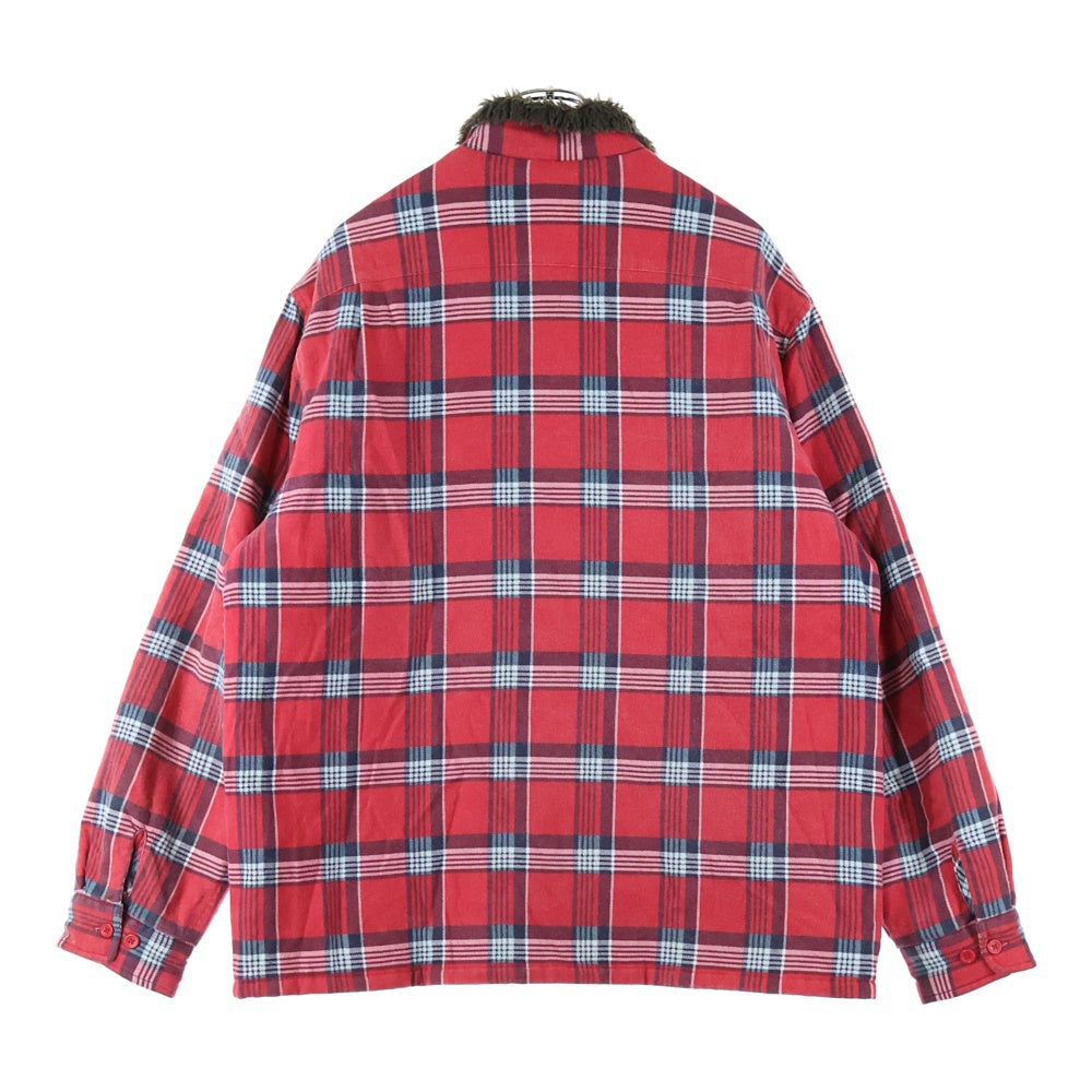SUPREME(シュプリーム) 21AW Faux Fur Collar Flannel Shirt フォー ファー カラー 胸ポケット キルティング フランネルシャツアウター レッド