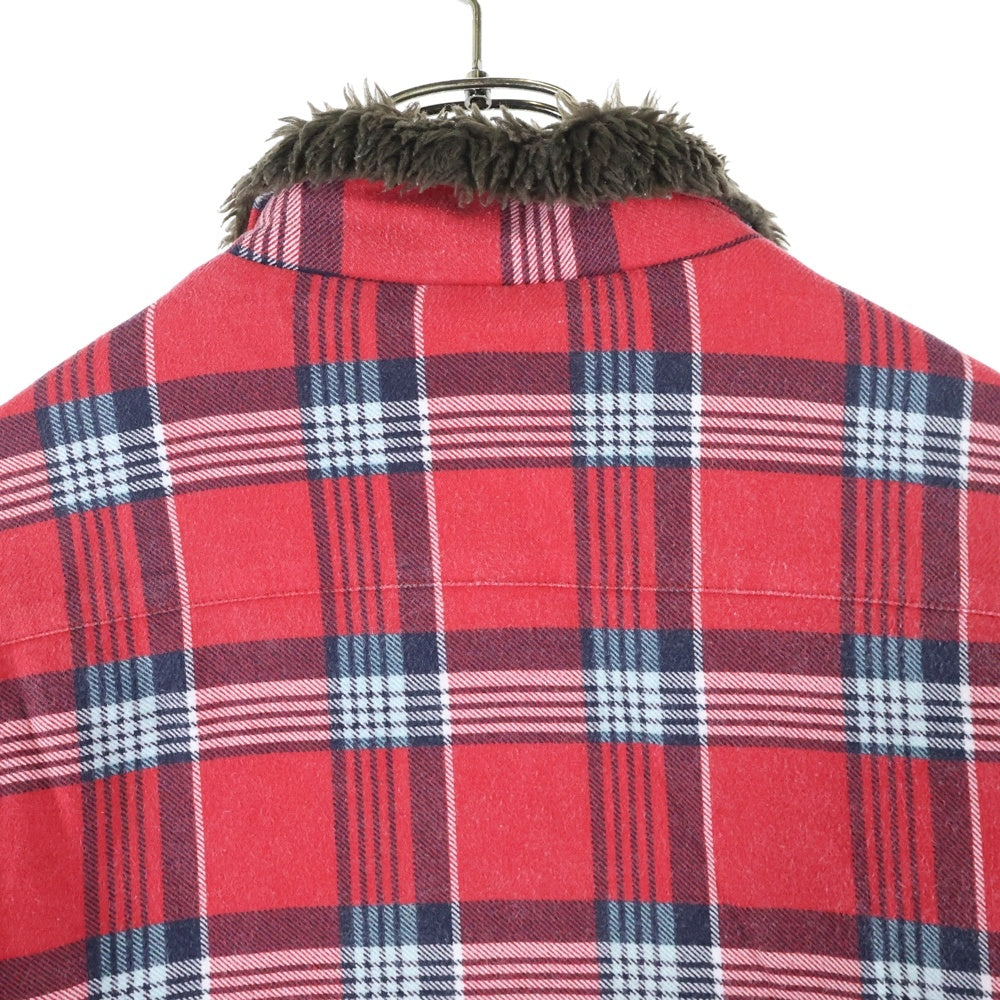SUPREME(シュプリーム) 21AW Faux Fur Collar Flannel Shirt フォー ファー カラー 胸ポケット キルティング フランネルシャツアウター レッド