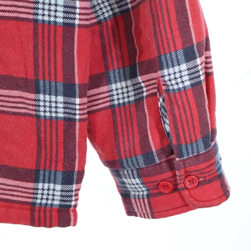 SUPREME(シュプリーム) 21AW Faux Fur Collar Flannel Shirt フォー ファー カラー 胸ポケット キルティング フランネルシャツアウター レッド