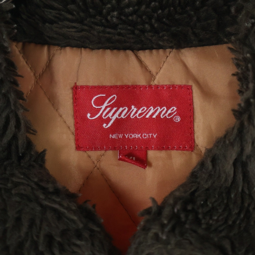 SUPREME(シュプリーム) 21AW Faux Fur Collar Flannel Shirt フォー ファー カラー 胸ポケット キルティング フランネルシャツアウター レッド