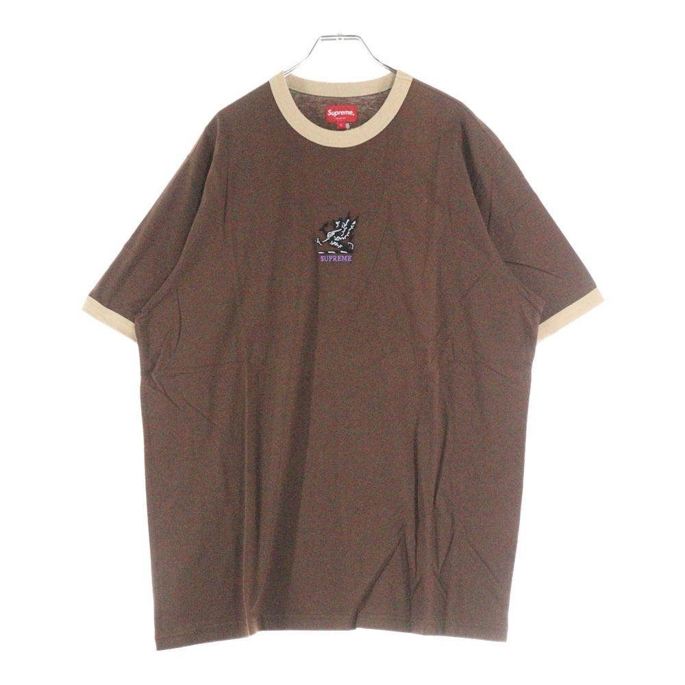 SUPREME(シュプリーム) 21AW Dragon Ringer Tee ドラゴンモチーフ リンガー クルーネック カットソー 半袖Tシャツ ブラウン