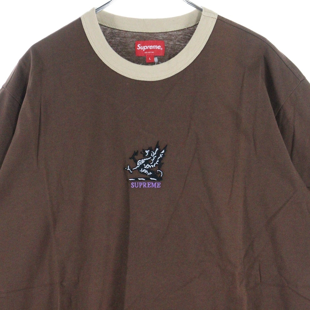 SUPREME(シュプリーム) 21AW Dragon Ringer Tee ドラゴンモチーフ リンガー クルーネック カットソー 半袖Tシャツ ブラウン