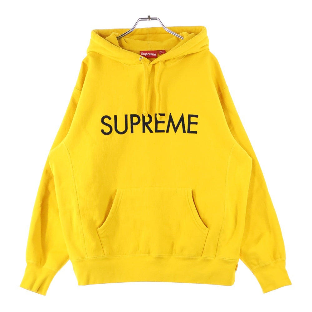 SUPREME(シュプリーム) 22AW Capital Logo Hooded Sweatshirt フロントキャピタルロゴ刺繍 スウェットプルオーバーパーカー フーディー イエロー