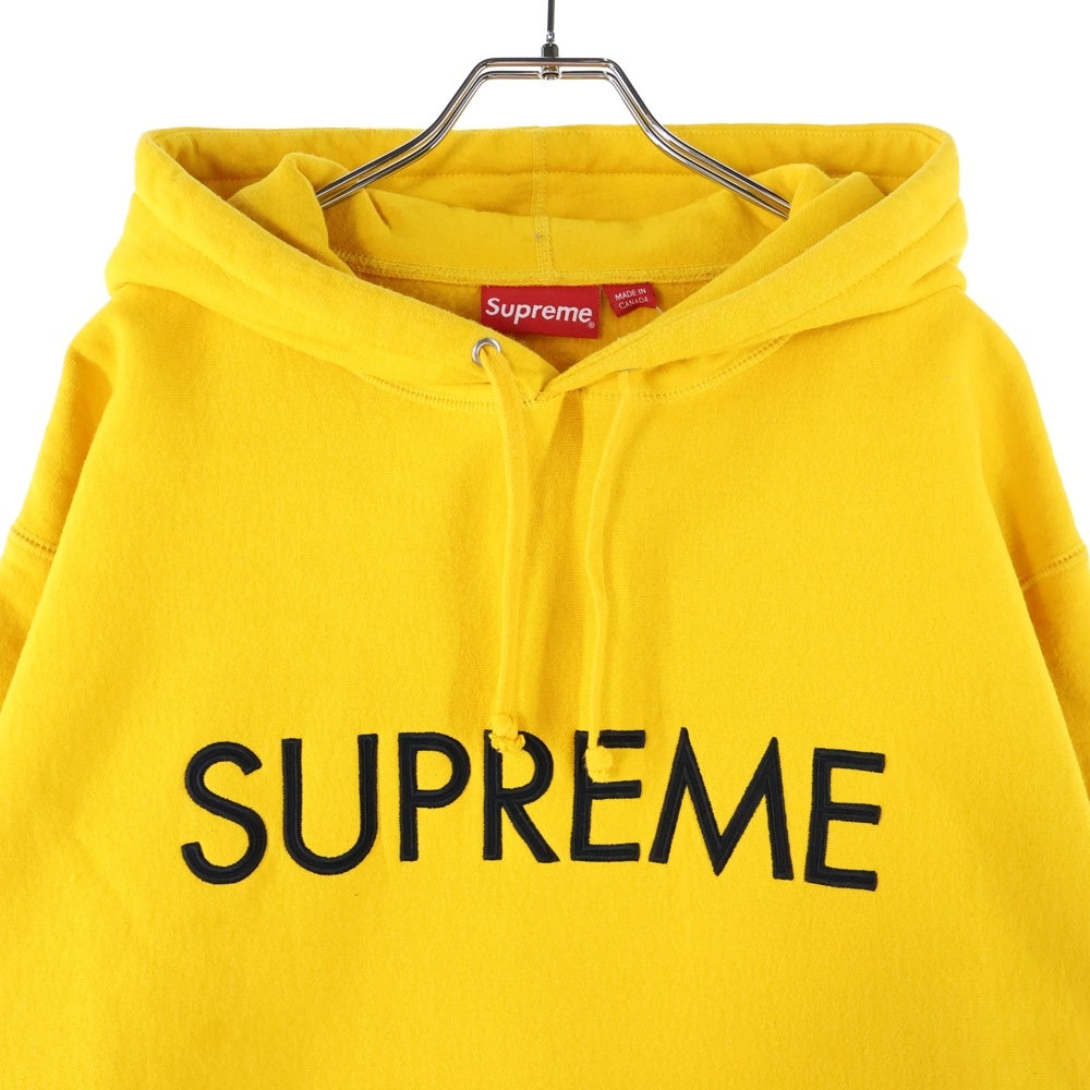 SUPREME(シュプリーム) 22AW Capital Logo Hooded Sweatshirt フロントキャピタルロゴ刺繍 スウェットプルオーバーパーカー フーディー イエロー