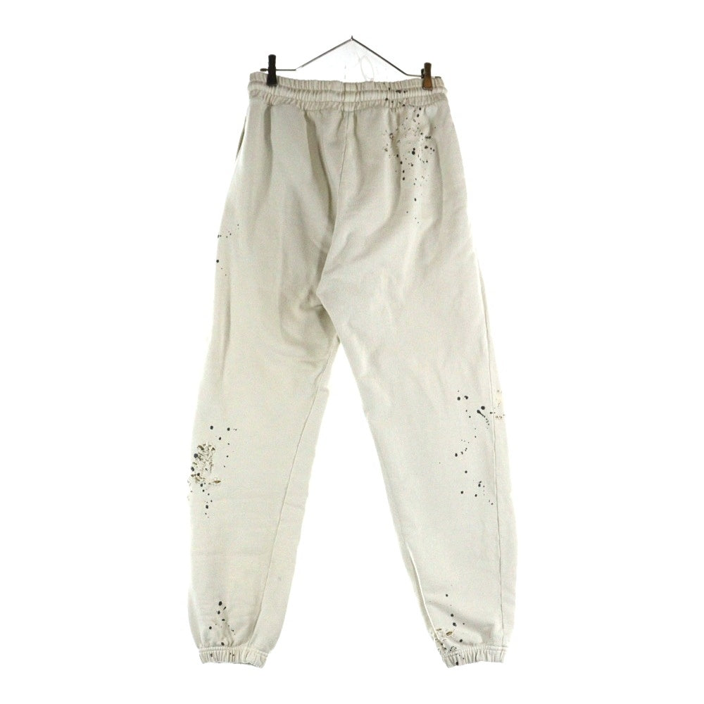 Palm Angels(パームエンジェルス) 25AW GLITTERED LOGO SWET PANTS グリッターロゴ ダメージ加工 スウェットパンツ アイボリー PMCH011F22FLE003