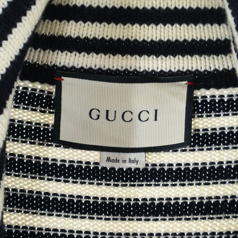 GUCCI(グッチ) GG HIGHNECK KNIT ZIP CARDIGAN GG柄 ボーダー切替 ハイネックジップアップニットカーディガン ブラック/ホワイト/レッド 545701 XKABP