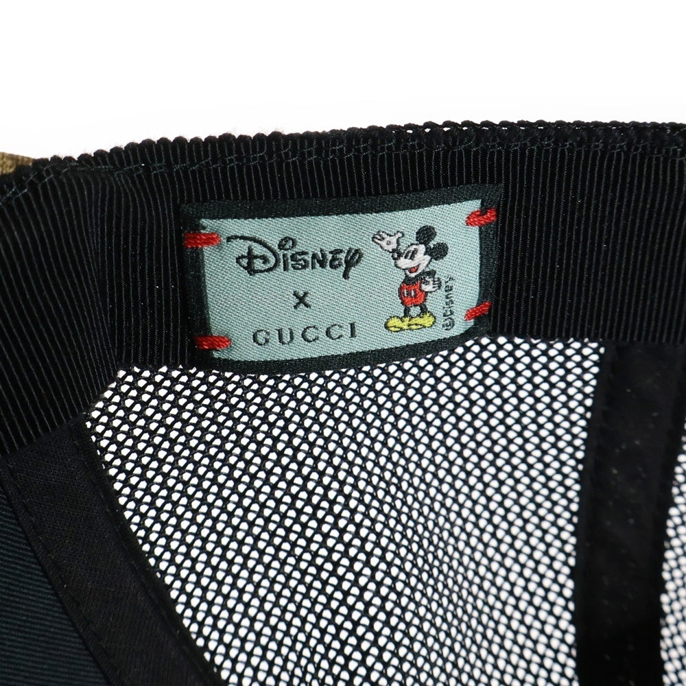 GUCCI(グッチ) ×DISNEY ディズニー GG柄 ミッキープリント メッシュレザーキャップ ブラック/ブラウン 602979 490712