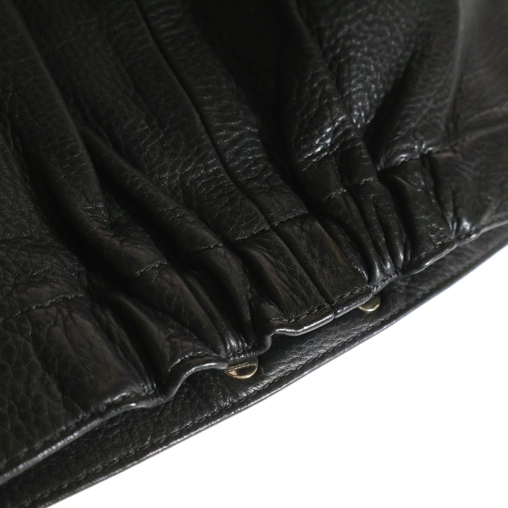 CHROME HEARTS(クロムハーツ) スクロールラベル レザー バイカーキャップ 帽子 ブラック