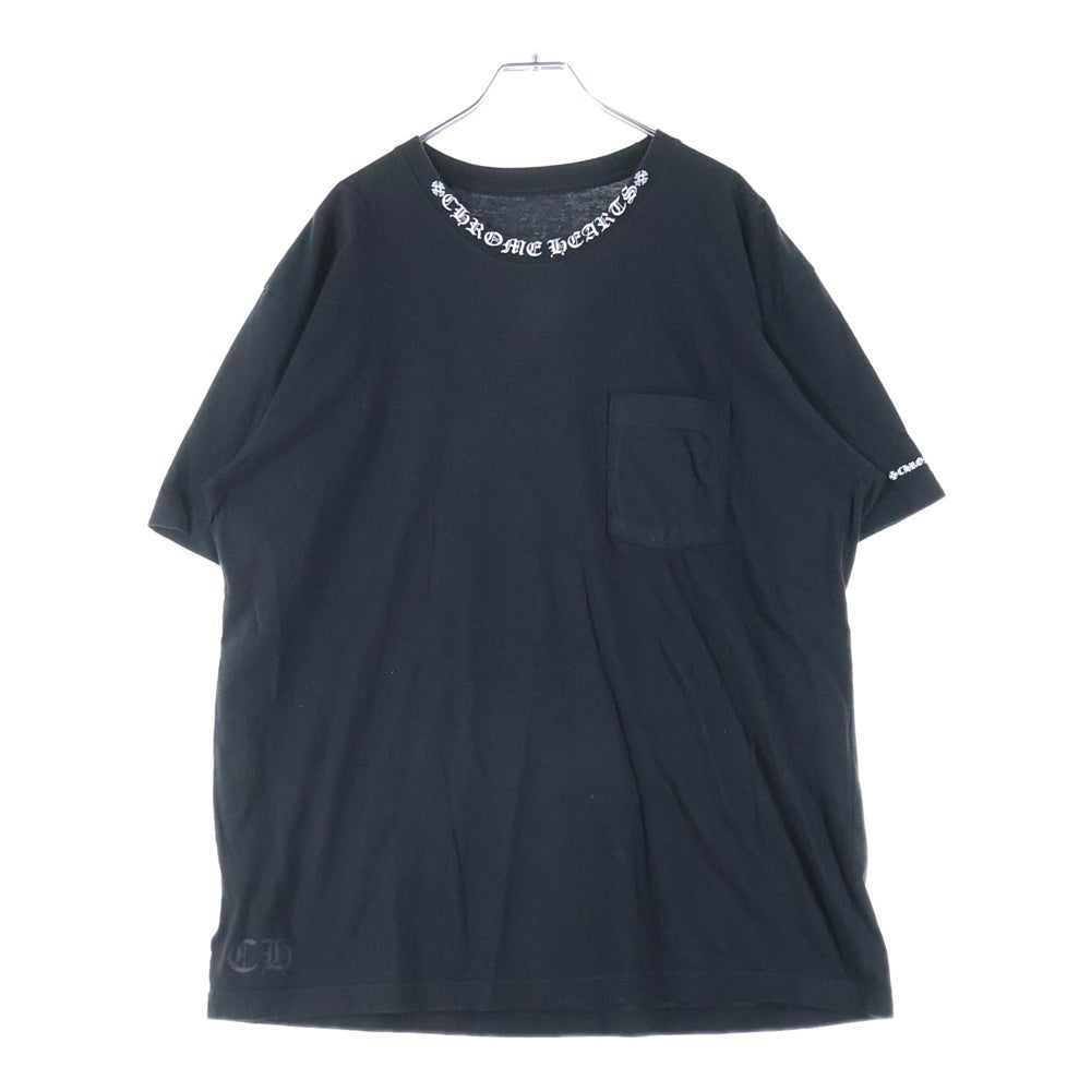 CHROME HEARTS(クロムハーツ) NECK LOGO S/S TEE ネックロゴプリント 半袖Tシャツ カットソー ブラック/ホワイト