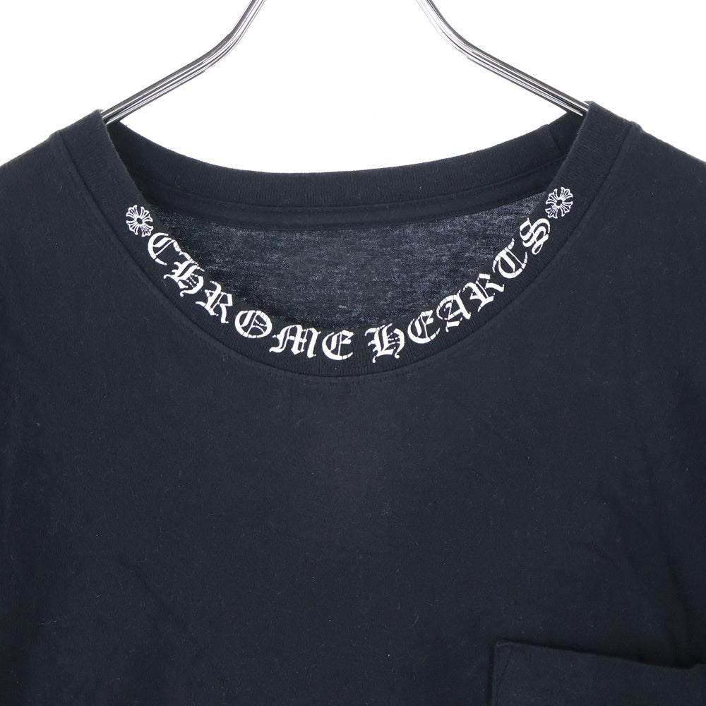 CHROME HEARTS(クロムハーツ) NECK LOGO S/S TEE ネックロゴプリント 半袖Tシャツ カットソー ブラック/ホワイト