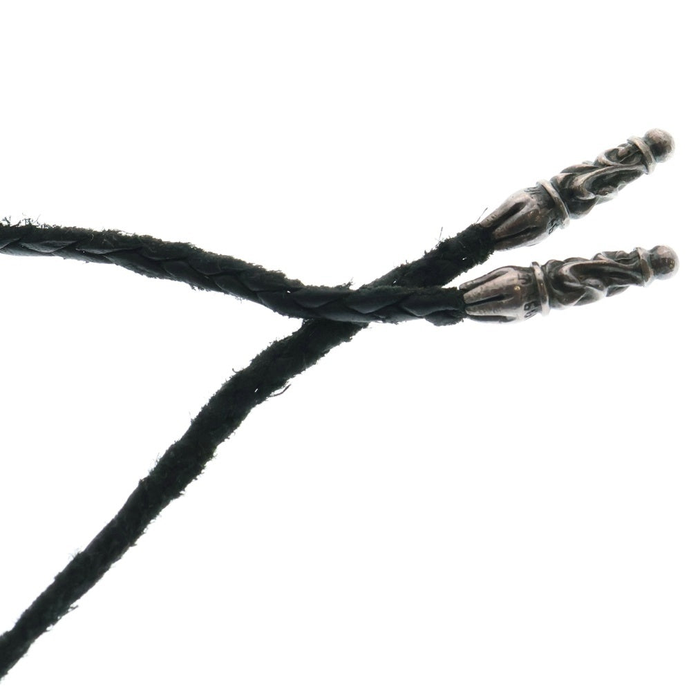 CHROME HEARTS(クロムハーツ) LEATHER BRAID SCROLL ネックレス レザーブレイドネックレス ブラック/シルバー BCA377