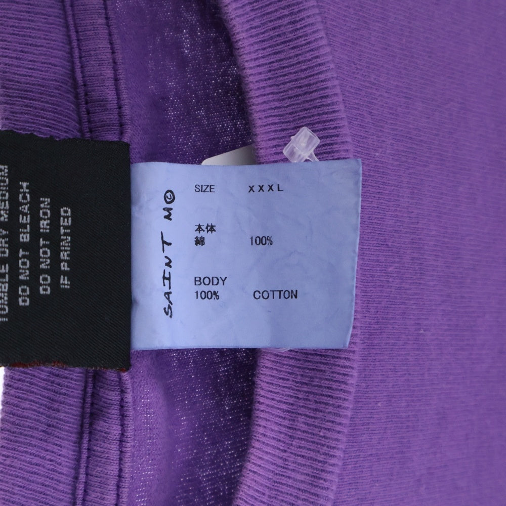 SAINT MICHAEL(セントマイケル) 24SS UNIVERSAL SS TEE ユニバーサル 両面プリント クルーネック 半袖Tシャツ カットソー パープル SM-YS8-0000-014
