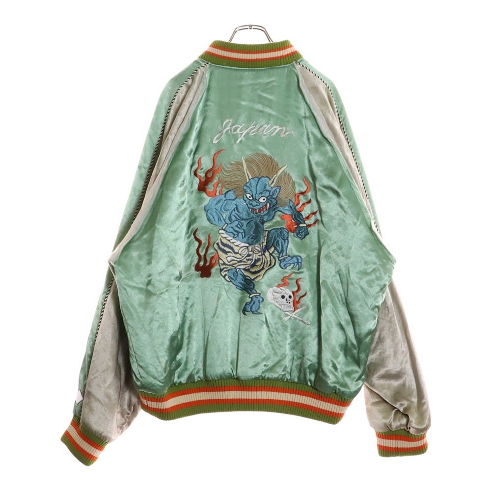 el conductorH(コンダクター) DEMON EMBROIDERED SOURVENIR JKT デーモン刺繍 スーベニアジャケット スカジャン グリーン/グレー PD23SJ08