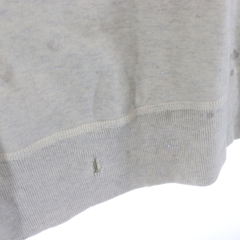 SAINT MICHAEL(セントマイケル) 22SS ×KAWAMURA KOUSUKE カワムラコウスケ グラフィックプリント ダメージ加工 クルーネック スウェット トレーナー アイボリー SM-S22-0000-078