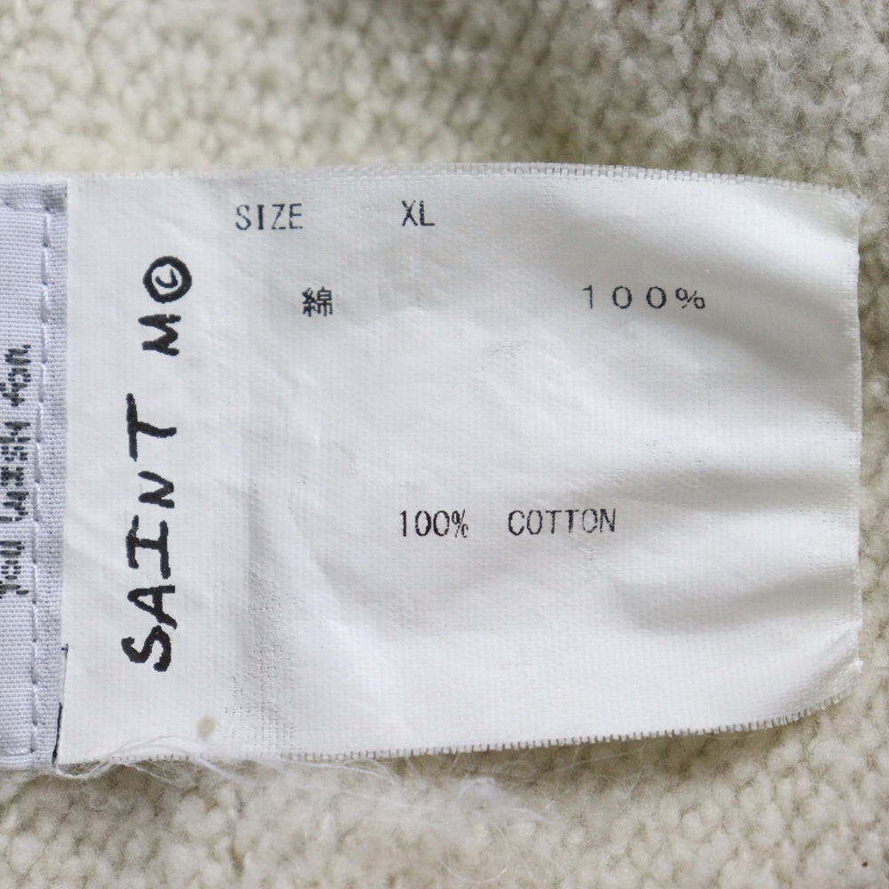 SAINT MICHAEL(セントマイケル) 22SS ×KAWAMURA KOUSUKE カワムラコウスケ グラフィックプリント ダメージ加工 クルーネック スウェット トレーナー アイボリー SM-S22-0000-078