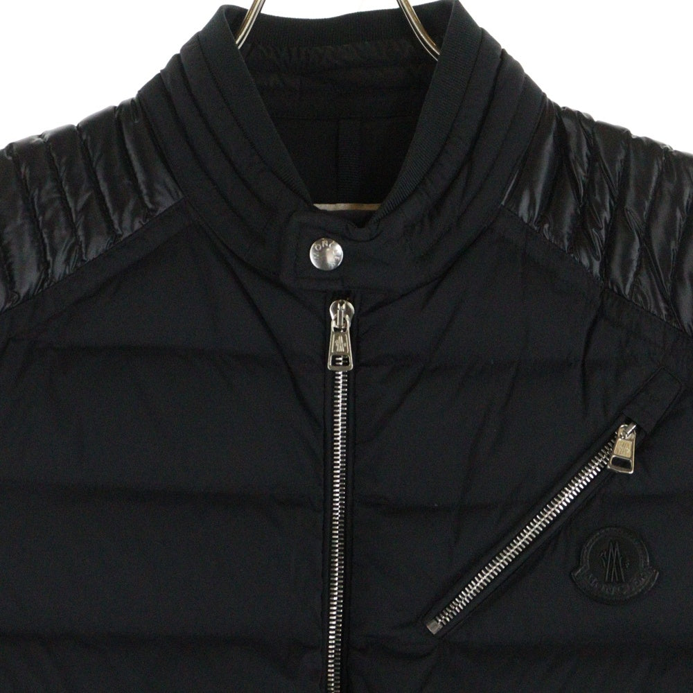 MONCLER(モンクレール) 20AW TOLONNE GILET ヨーク切替 トロンヌ ジレ レザーロゴワッペン ダウンベスト ブラック F20911A21100