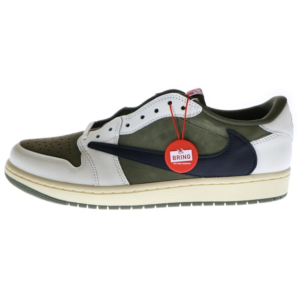 NIKE(ナイキ) ×TRAVIS SCOTT AIR JORDAN 1 LOW OG REVERSE OLIVE エアジョーダン 1 ローカットスニーカー リバース オリーブ ホワイト US10/28cm DM7866-200