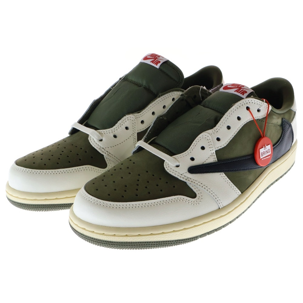 NIKE(ナイキ) ×TRAVIS SCOTT AIR JORDAN 1 LOW OG REVERSE OLIVE エアジョーダン 1 ローカットスニーカー リバース オリーブ ホワイト US10/28cm DM7866-200