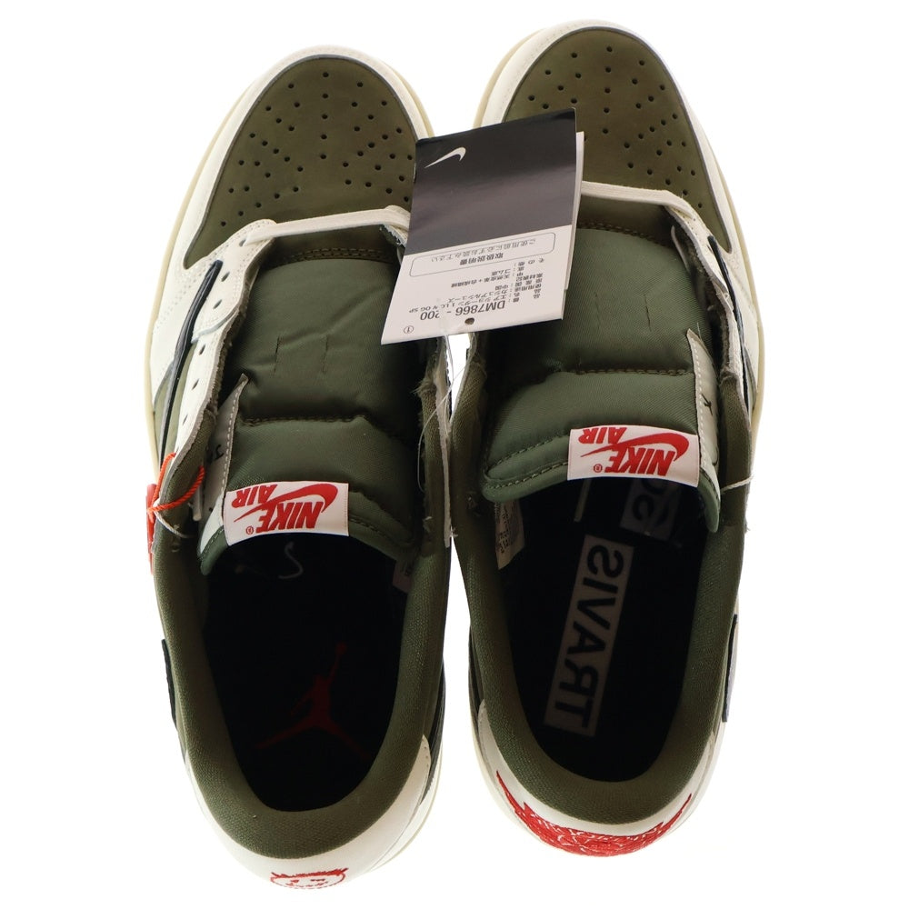 NIKE(ナイキ) ×TRAVIS SCOTT AIR JORDAN 1 LOW OG REVERSE OLIVE エアジョーダン 1 ローカットスニーカー リバース オリーブ ホワイト US10/28cm DM7866-200
