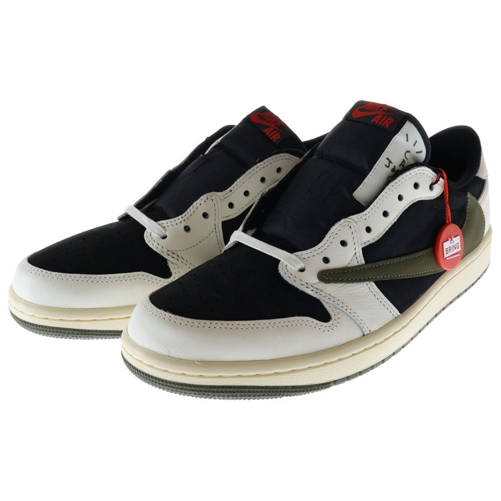 NIKE(ナイキ) WMNS ×TRAVIS SCOTT AIR JORDAN 1 LOW OG MEDIUM OLIVE エアジョーダン 1 ローカットスニーカー ミディアムオリーブ ホワイト US11/28cm DZ4137-106