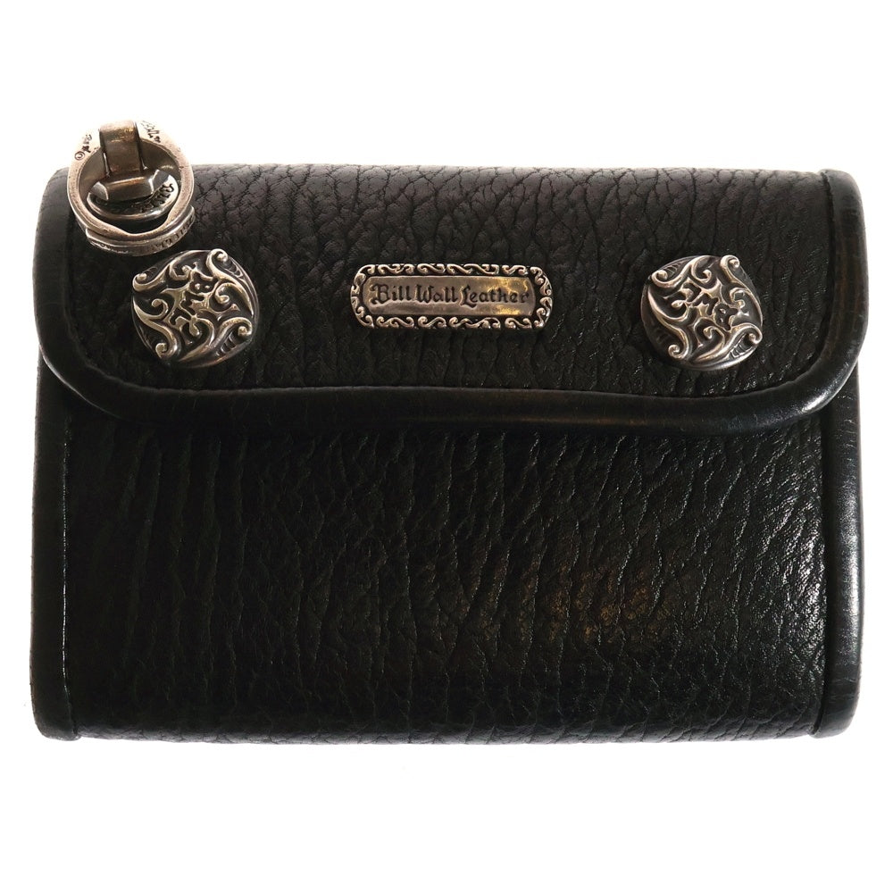 Bill Wall Leather/BWL(ビルウォールレザー) トライバルコンチョボタン レザー ミディアムウォレット ブラック/シルバー