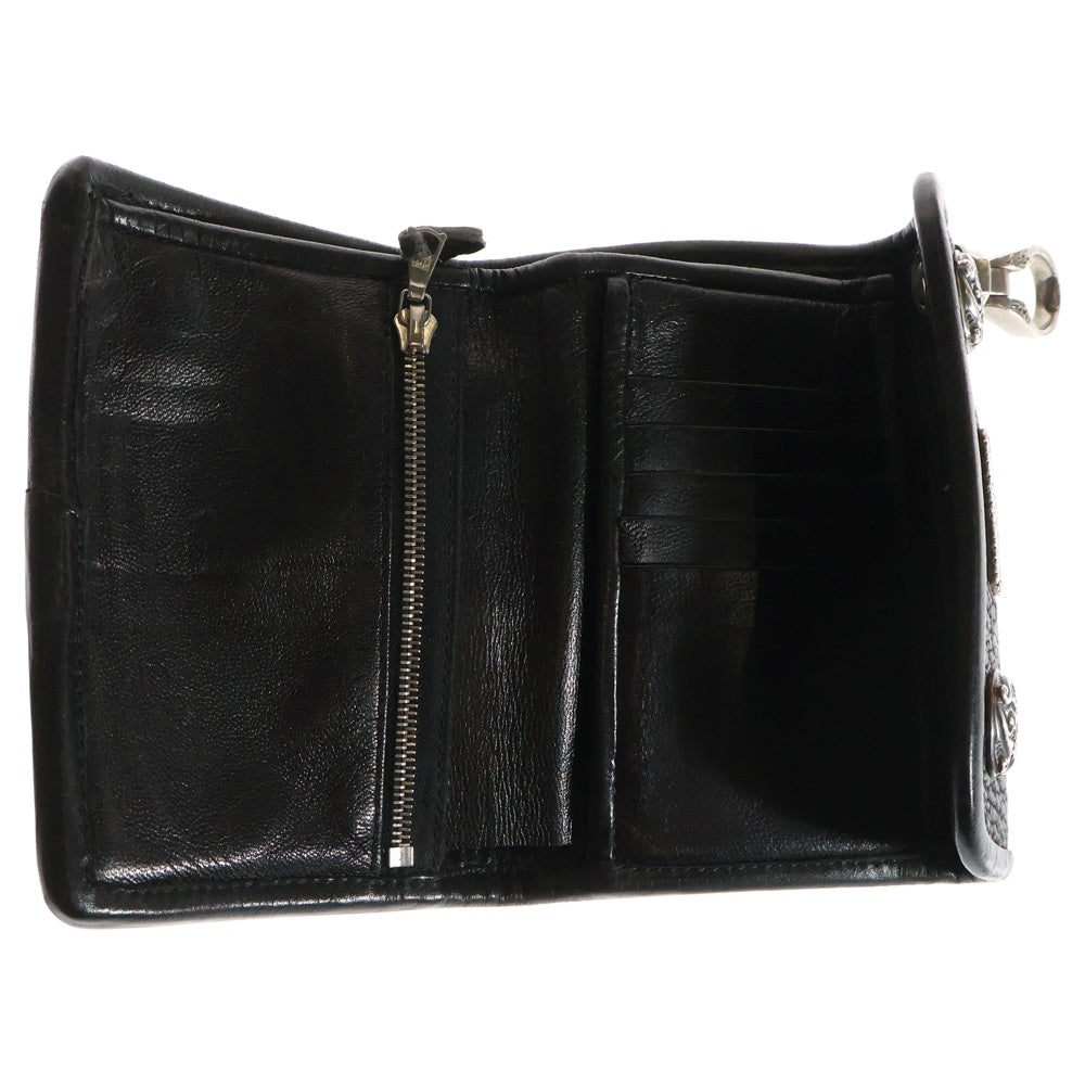 Bill Wall Leather/BWL(ビルウォールレザー) トライバルコンチョボタン レザー ミディアムウォレット ブラック/シルバー
