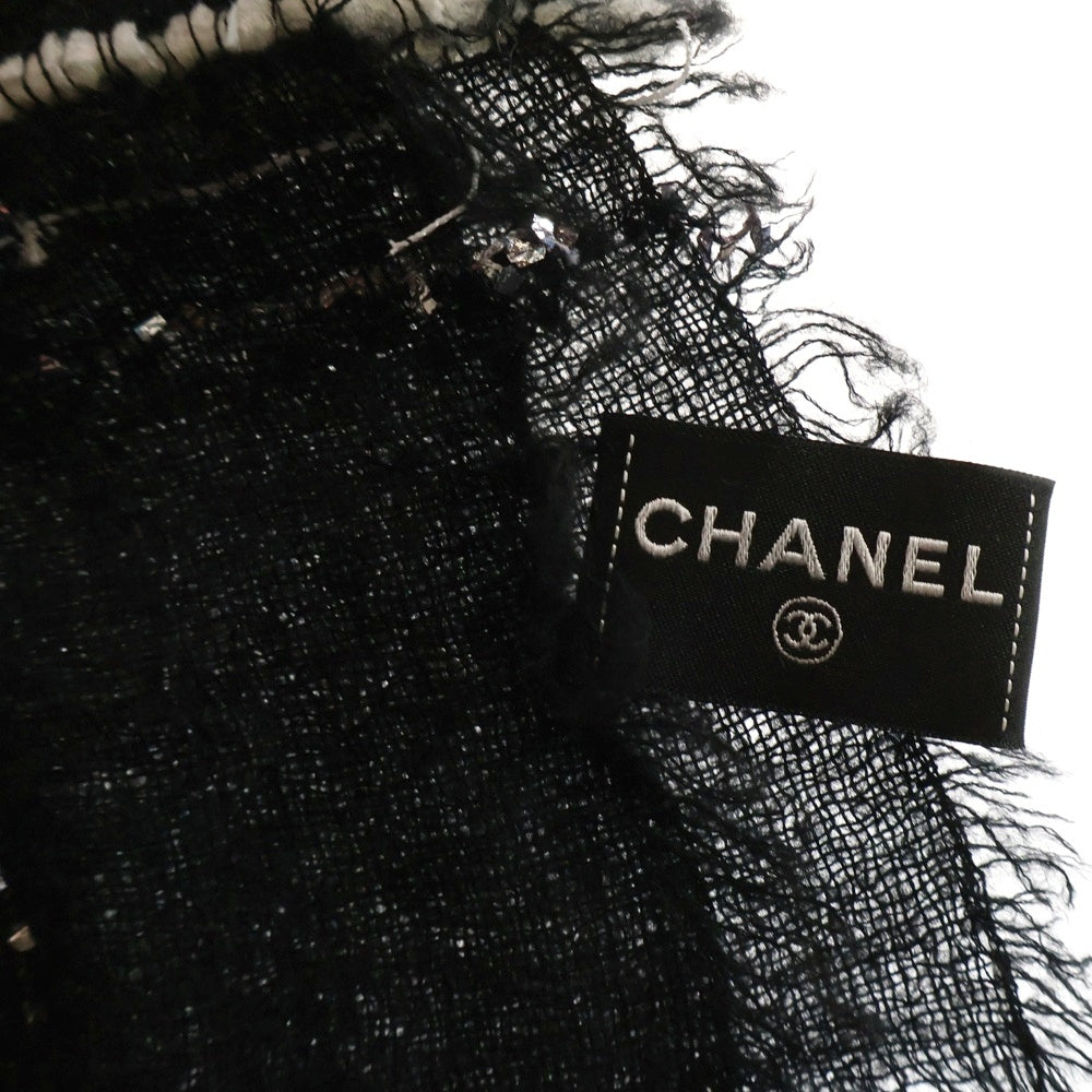 CHANEL(シャネル) チェック柄 ココマーク カシミア混 ウール 大判ストール マフラー ブラック レディース AA9478