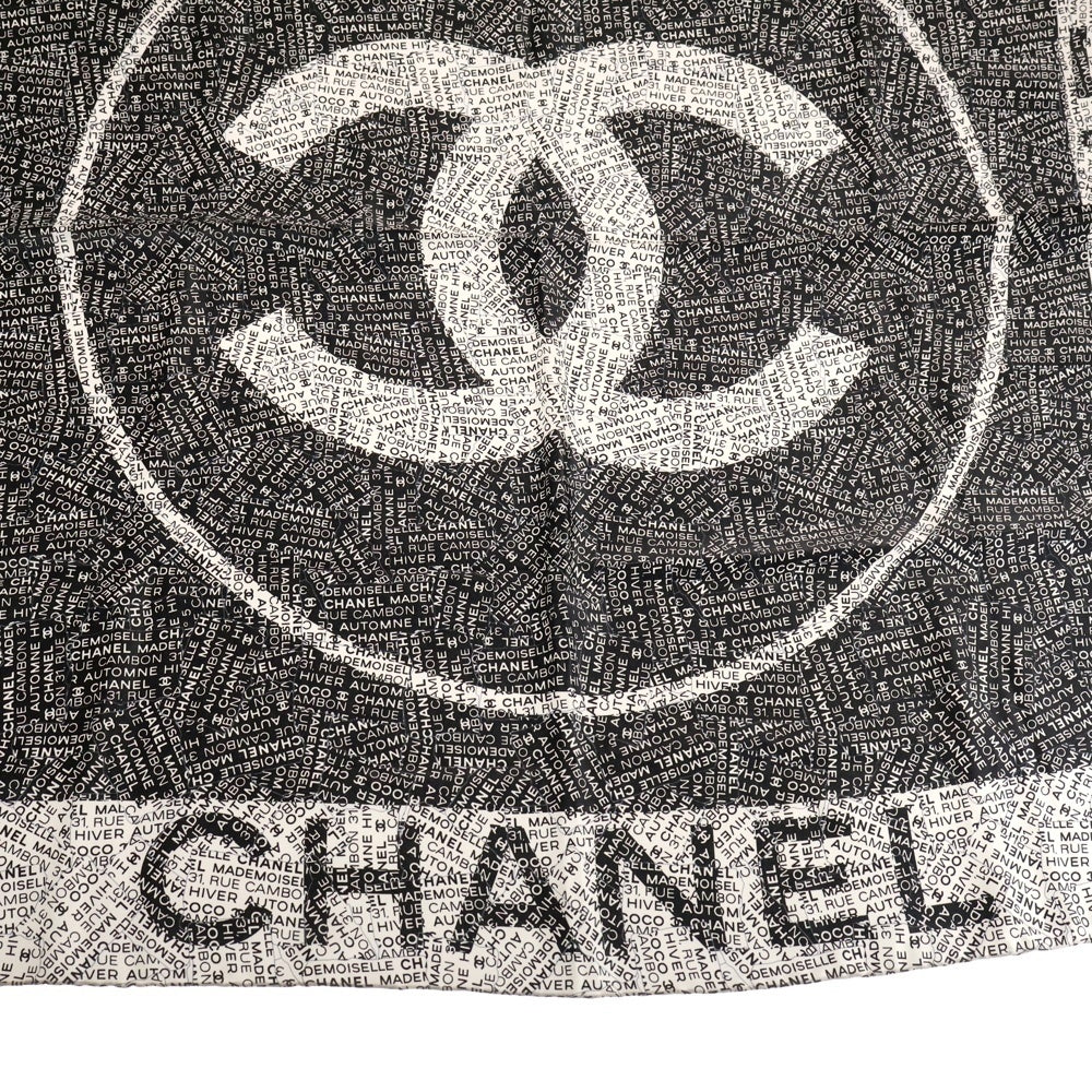 CHANEL(シャネル) モノクロロゴ ココマーク シルク 大判スカーフ ブラック/ホワイト レディース
