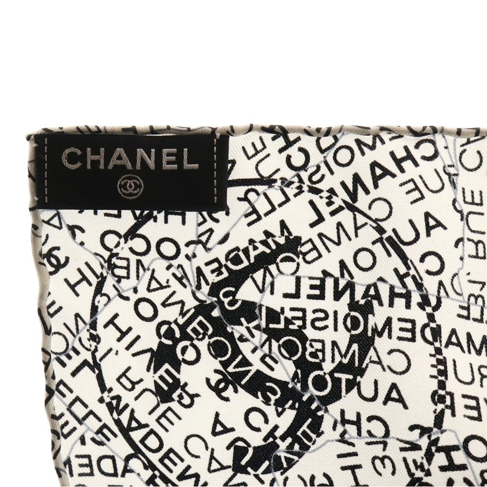CHANEL(シャネル) モノクロロゴ ココマーク シルク 大判スカーフ ブラック/ホワイト レディース