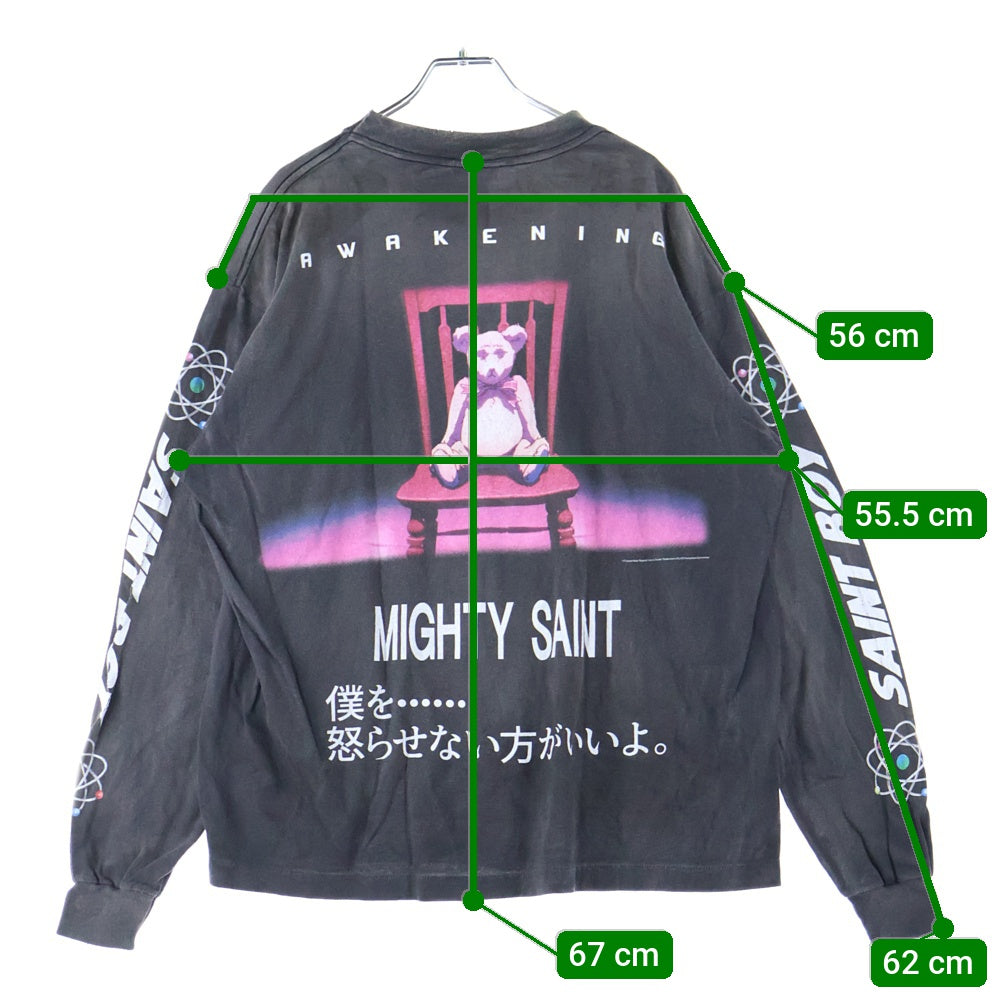 SAINT MICHAEL(セントマイケル) 24AW PT_LS TEE/PLUTO プルートゥ ロングスリーブ プリントTシャツ 長袖カットソー ブラック SM-YS1-0000-C30