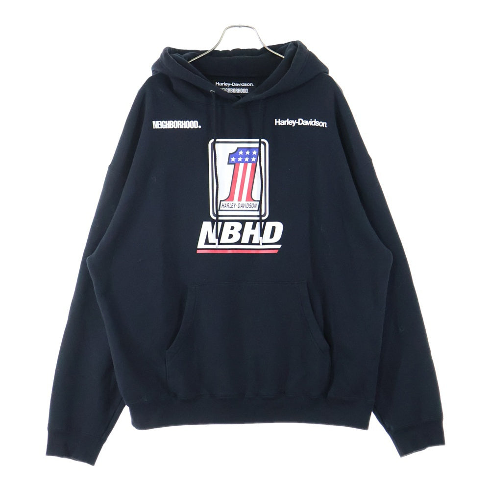 NEIGHBORHOOD(ネイバーフッド) 22AW ×HARLEY DAVIDSON H-D . HOODED LS . CO ハーレーダビッドソン ロゴプリント フーデットスウェットパーカー ブラック 222UW05N-CSM01