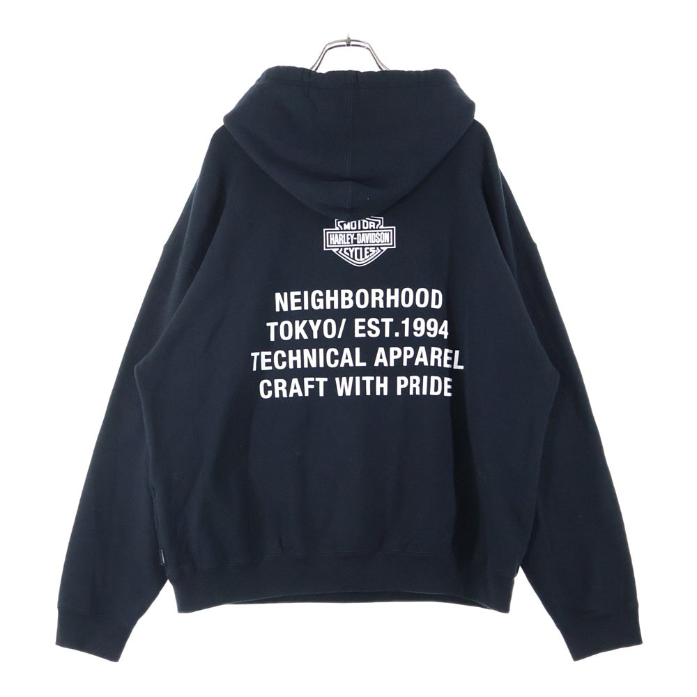 NEIGHBORHOOD(ネイバーフッド) 22AW ×HARLEY DAVIDSON H-D . HOODED LS . CO ハーレーダビッドソン ロゴプリント フーデットスウェットパーカー ブラック 222UW05N-CSM01