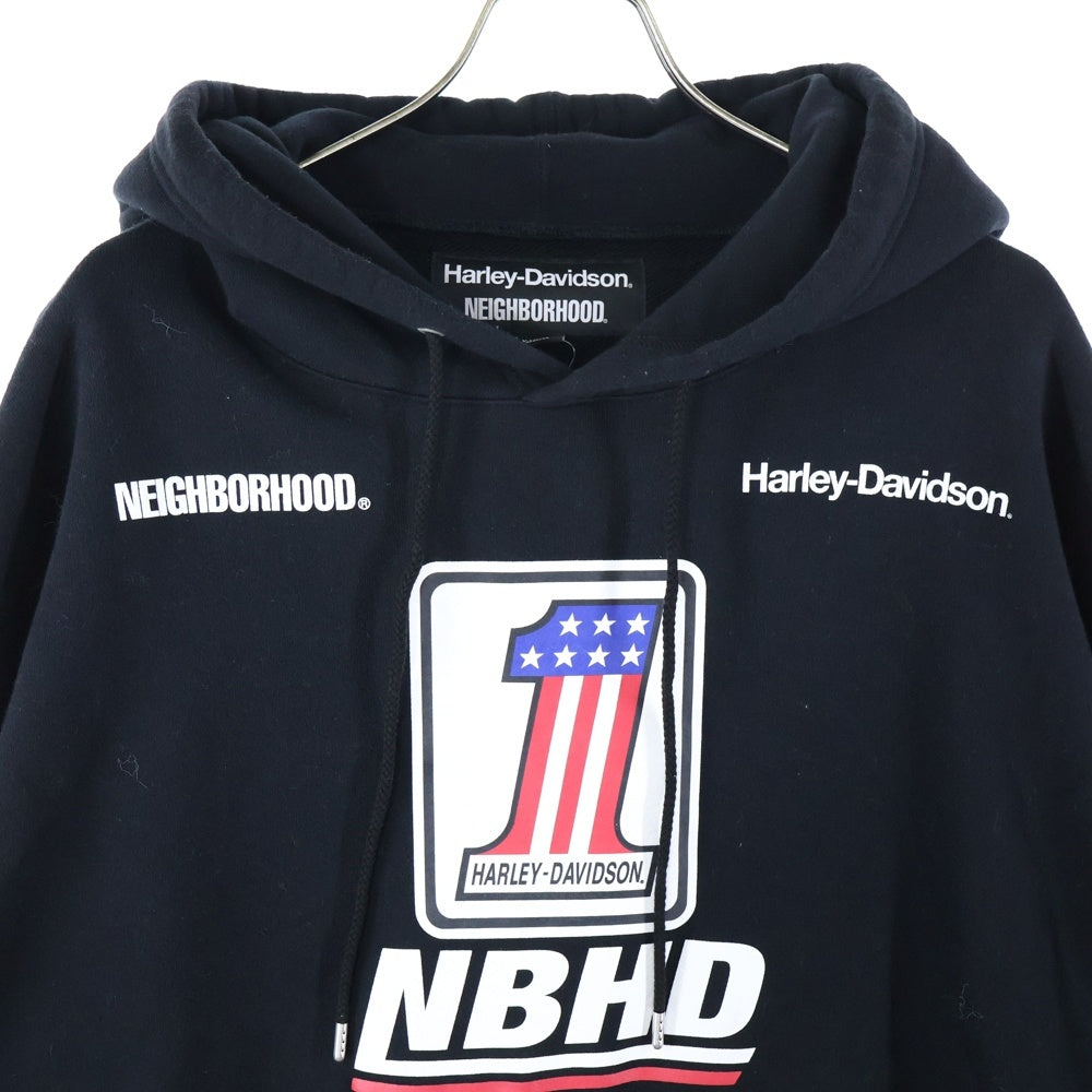 NEIGHBORHOOD(ネイバーフッド) 22AW ×HARLEY DAVIDSON H-D . HOODED LS . CO ハーレーダビッドソン ロゴプリント フーデットスウェットパーカー ブラック 222UW05N-CSM01