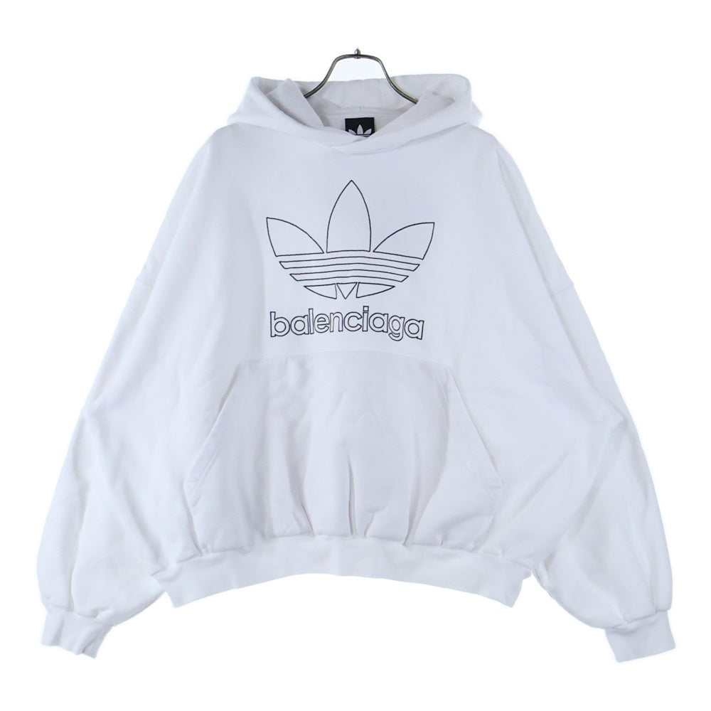 BALENCIAGA(バレンシアガ) 23SS ×adidas Large Hoodie Oversized アディダス ロゴ刺繍 オーバーサイズ スウェット プルオーバーパーカー ホワイト 712396 TNVA9