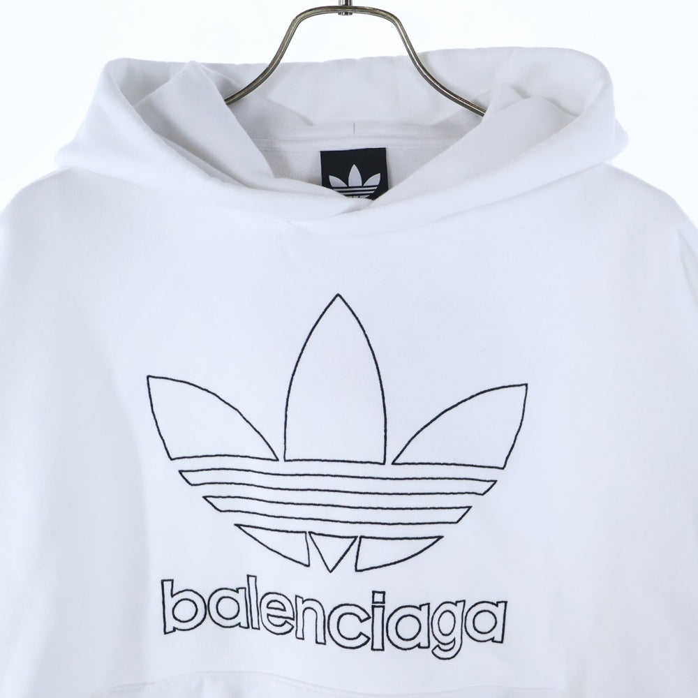BALENCIAGA(バレンシアガ) 23SS ×adidas Large Hoodie Oversized アディダス ロゴ刺繍 オーバーサイズ スウェット プルオーバーパーカー ホワイト 712396 TNVA9