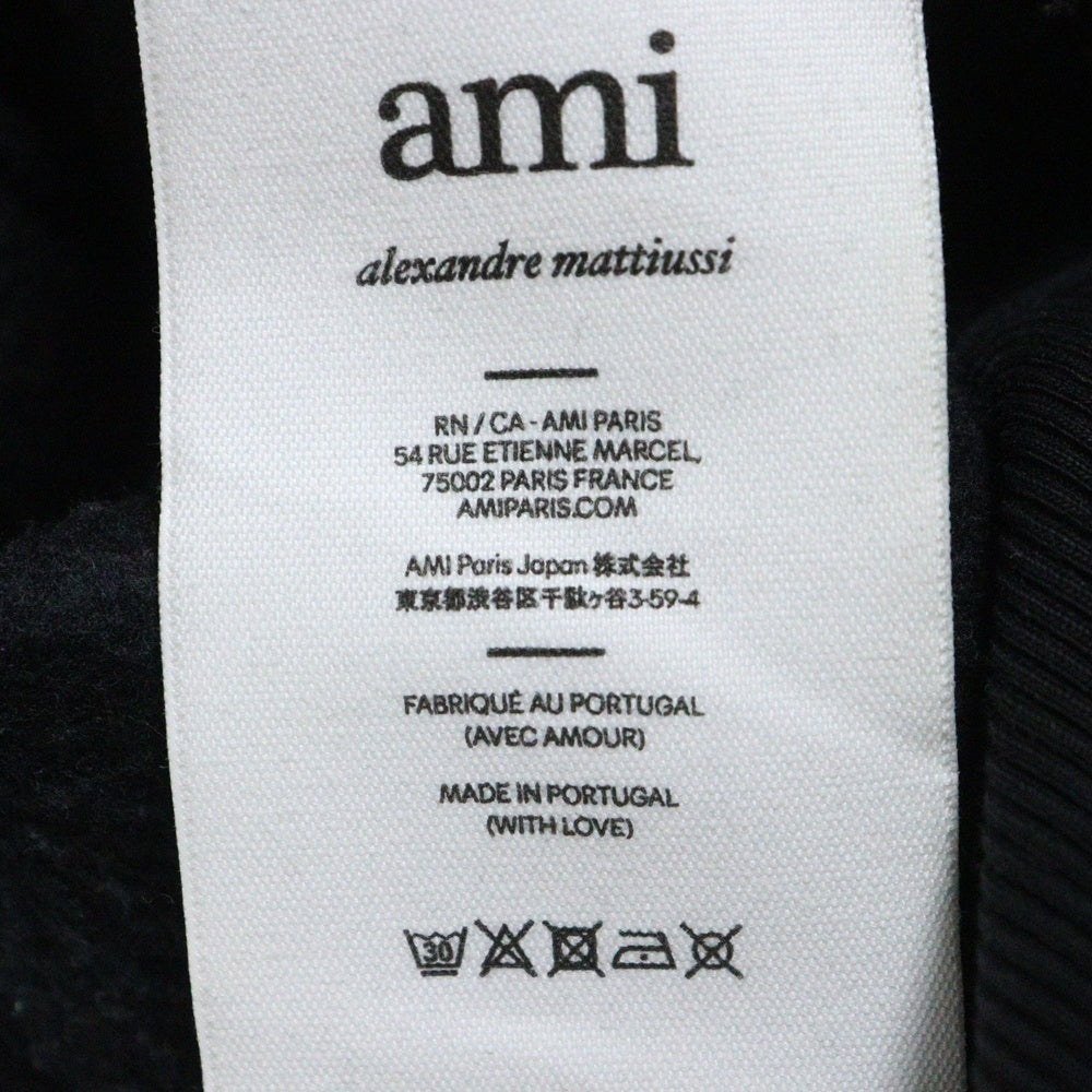 ami paris(アミパリス) ADC HOODIE エンボス ロゴ スウェット プルオーバーパーカー ブラック USW225.749