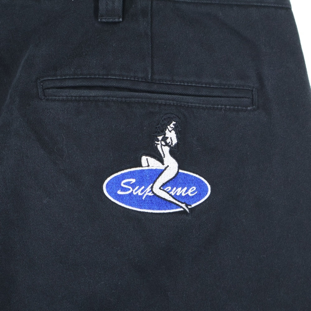 SUPREME(シュプリーム) 20AW Pin Up Chino Pant ピンアップ グラフィックエンブロイダリー チノパンツ ブラック