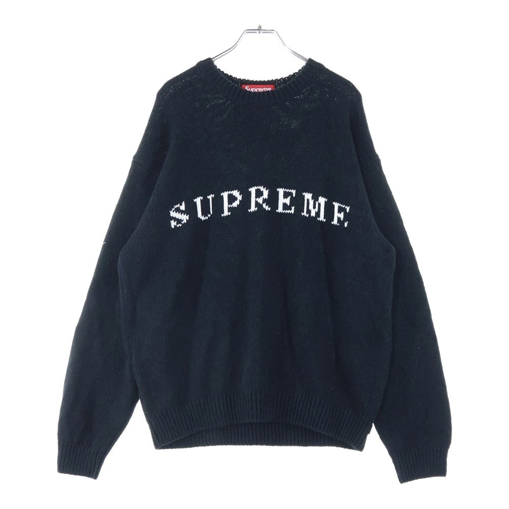SUPREME(シュプリーム) 20AW Stone Washed Sweater ストーンウォッシュ ロゴジャガード クルーネックニット セーター ブラック