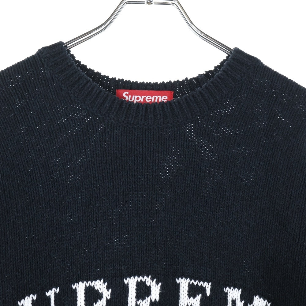 SUPREME(シュプリーム) 20AW Stone Washed Sweater ストーンウォッシュ ロゴジャガード クルーネックニット セーター ブラック