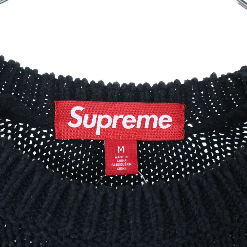 SUPREME(シュプリーム) 20AW Stone Washed Sweater ストーンウォッシュ ロゴジャガード クルーネックニット セーター ブラック