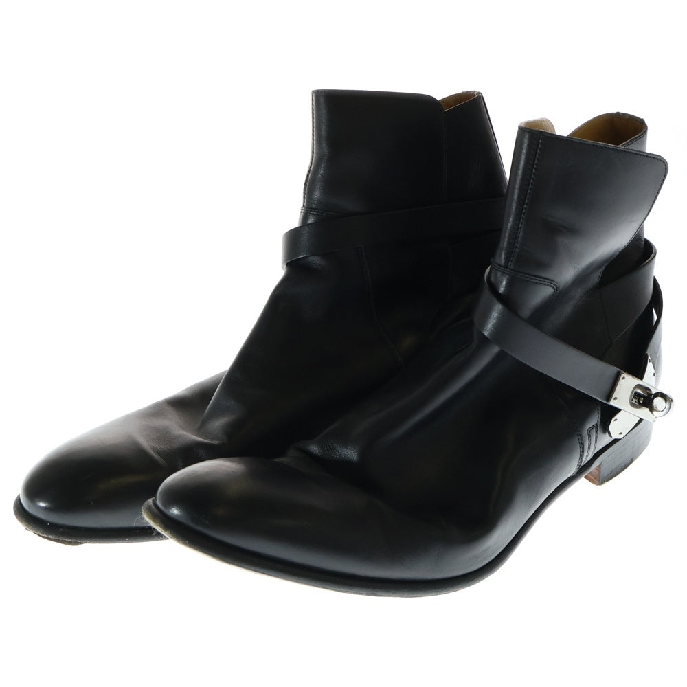 HERMES(エルメス) ヴェオ ケリー シルバー金具 ストラップ レザー ショートブーツ ブラック