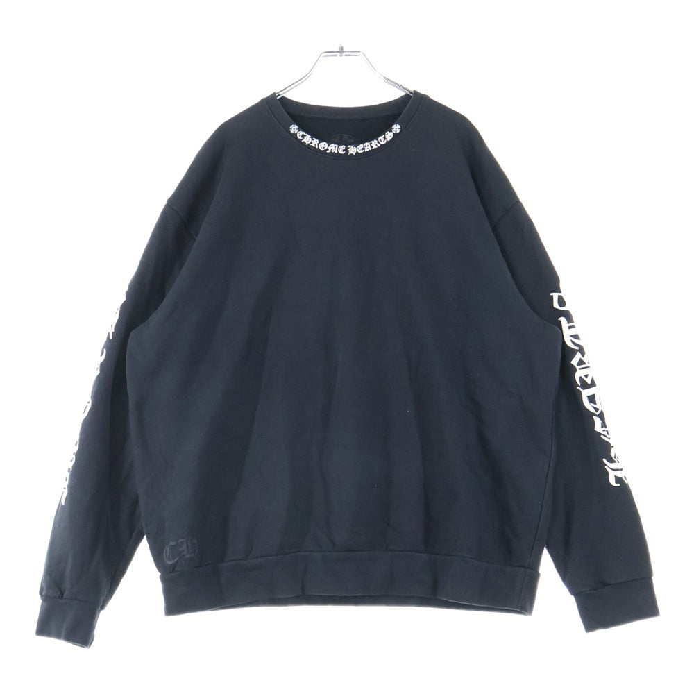 CHROME HEARTS(クロムハーツ) SWTSHRT PLVR ネックロゴ バックスクロールラベル クルーネックスウェットトレーナー ブラック